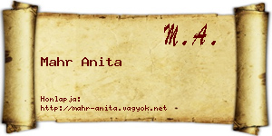 Mahr Anita névjegykártya