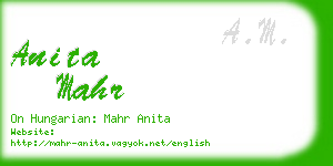 anita mahr business card